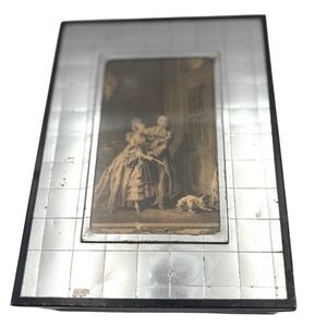 Vintage Silver tone Plate Non Tarnish Mirrored‎ Jewelry Trinket Box